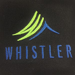 Example embroidery in Whistler logo