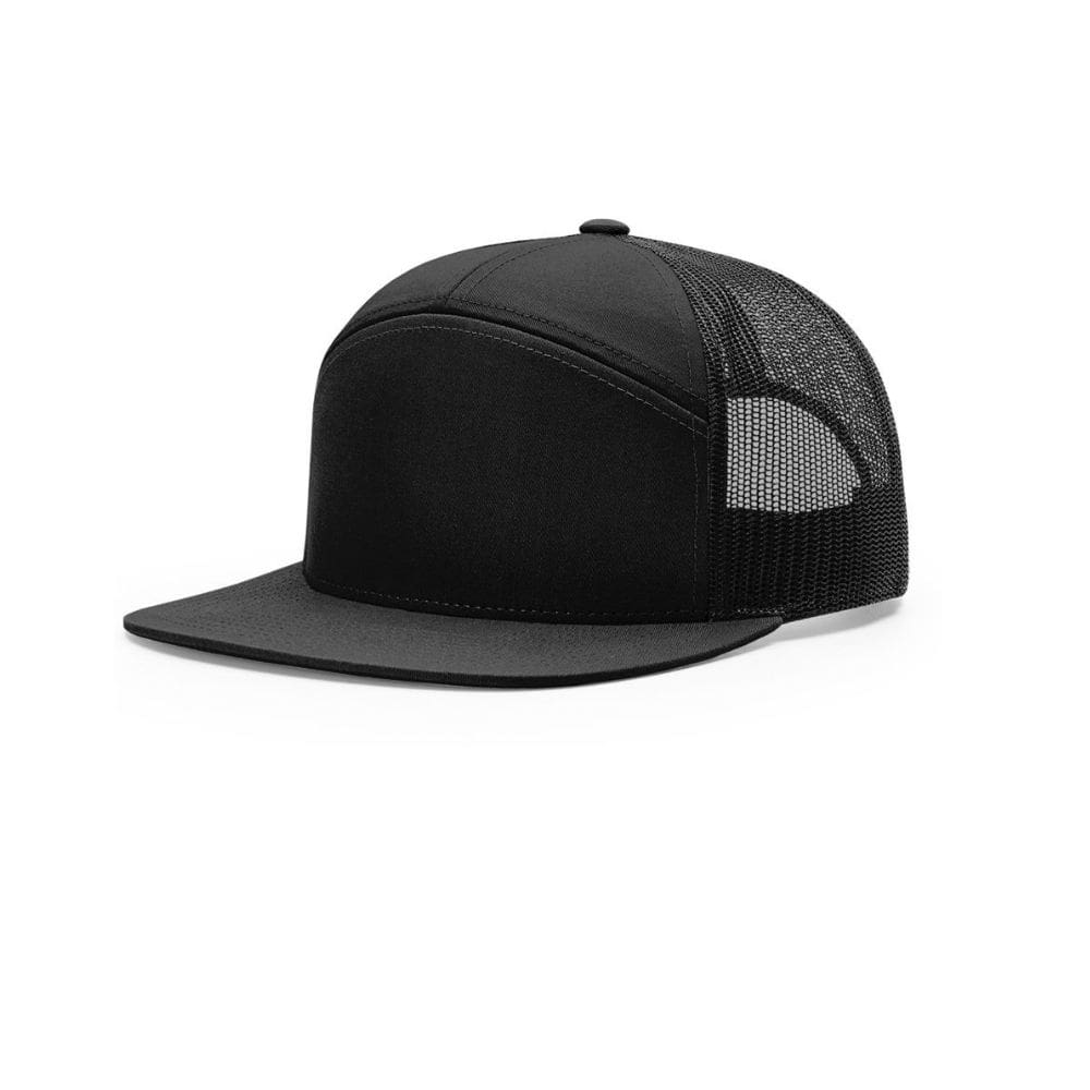 7 panel trucker hat for embroidery or screen print at Black Fish Clothing